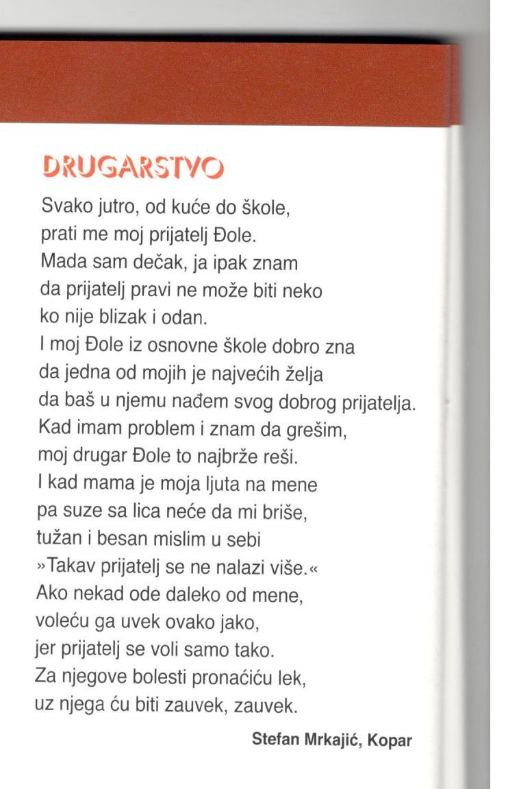 stefanova pesmica drugarstvo u bijeloj pceli